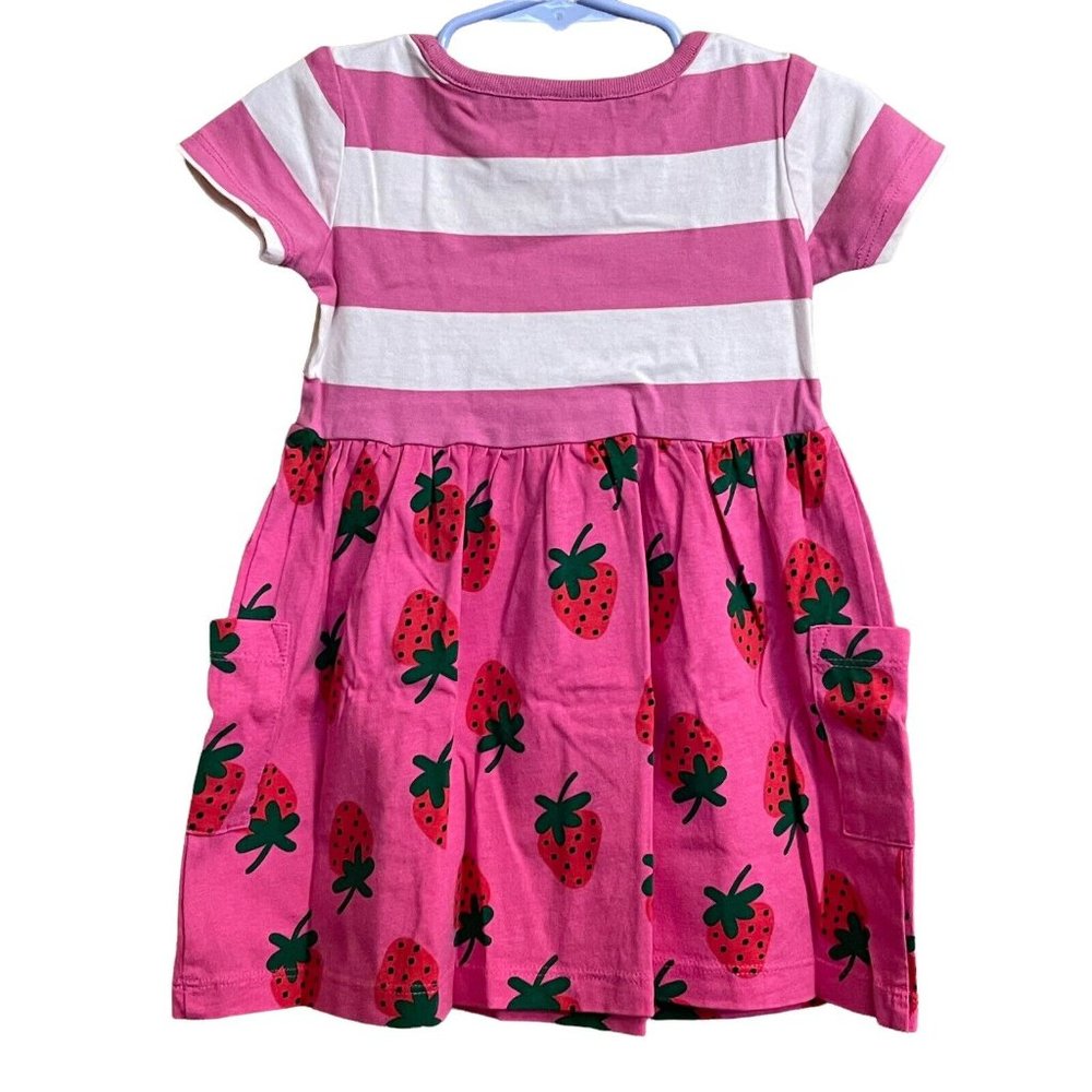 Hanna Andersson Girls Striped Strawberry Mixie Dress 2T 85CM Pink Summer NEW - Picture 6 of 12